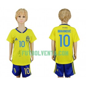 Camiseta de fútbol Suecia Zlatan Ibrahimovic 10 Niño 1ª equipación Mundial 2018