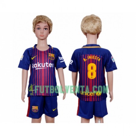 Camiseta de fútbol FC Barcelona Andres Iniesta 8 Niño 1ª equipación 2017/2018