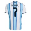 Camiseta de fútbol Argentina De Paul 7 1ª equipación Copa Mundial 2026