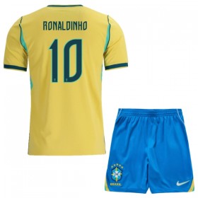 Camiseta de fútbol Brasil Ronaldinho 10 Niño 1ª equipación Copa Mundial 2026